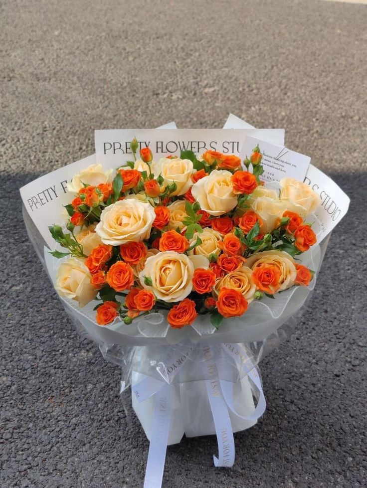 White And Orange roses