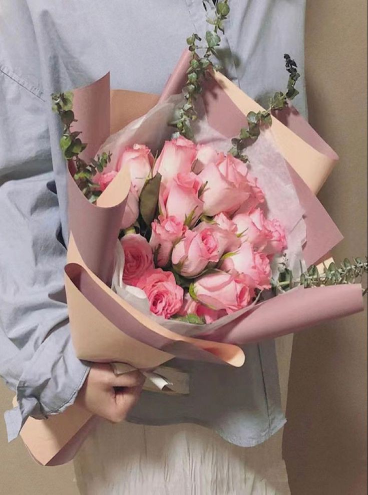 Serene Pink Rose Bud Bouquet