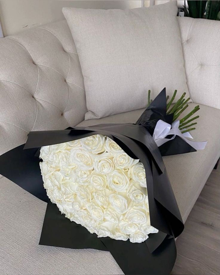 Elegant White Rose Bliss Bouquet